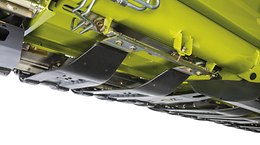 Adjustable skids for reliable front attachment guidance and cutting height adjustment - Front attachments